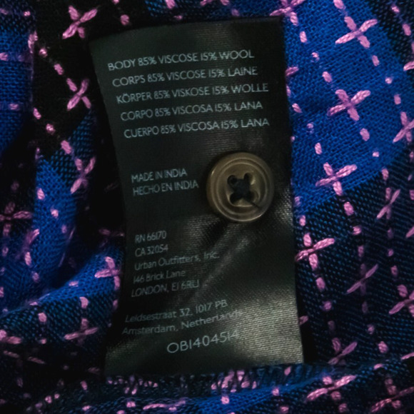 Pilcro Anthropologie Size XS Breezy Blue Plaid Button Long Sleeve Top Blouse - Picture 6 of 8